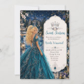 Invitation Douce 16 Princesse Jardin Bleu Turquoise (Devant)