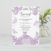 Invitation Douce 16 Robe à papillon d'invitation (Debout devant)