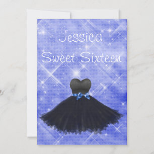 Invitation Douce 16 robe noire Parties scintillant d'argent b