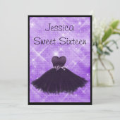 Invitation Douce 16 robe noire Parties scintillant d'argent v (Debout devant)