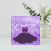 Invitation Douce 16 robe violette Parties scintillant d'argen (Debout devant)
