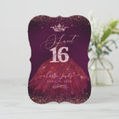 Invitation Douce 16 Rose de Bourgogne Gold Confetti Princess (Debout devant)
