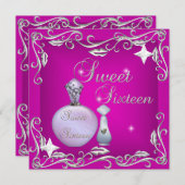 Invitation Douce 16 Seize Anniversaire Bouteille de Parfum Ro (Devant / Derrière)