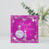 Invitation Douce 16 Seize Anniversaire Bouteille de Parfum Ro (Debout devant)