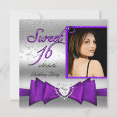 Invitation Douce 16 Seize Ans Violet Argent Photo (Devant)