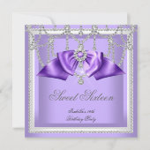 Invitation Douce 16 Seize Violet Blanc Diamant Party 2F (Devant)