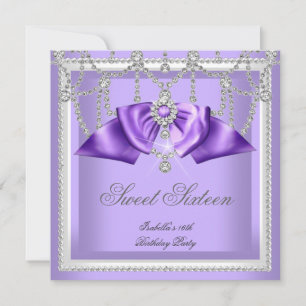 Invitation Douce 16 Seize Violet Blanc Diamant Party 2F