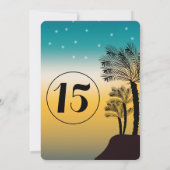 Invitation Douce 16 | Teal Ombre Coucher de soleil Plage Trop (Dos)