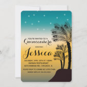 Invitation Douce 16 | Teal Ombre Coucher de soleil Plage Trop (Devant)