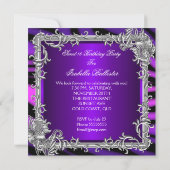 Invitation Douce 16 Violet Rose Chaud Argent Douce Seize Ans (Dos)