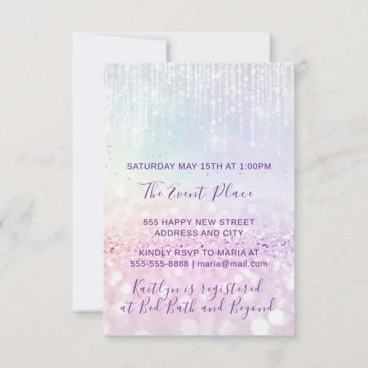 Invitation Douce 16e 15e Cordes de pastel nuptiale Quinceaner (Dos)