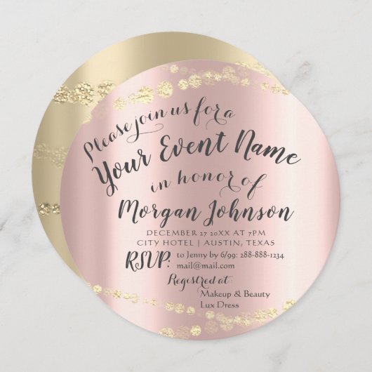 Invitation Douce 16e anniversaire Confetti Rose 15e nuptiale (Devant / Derrière)