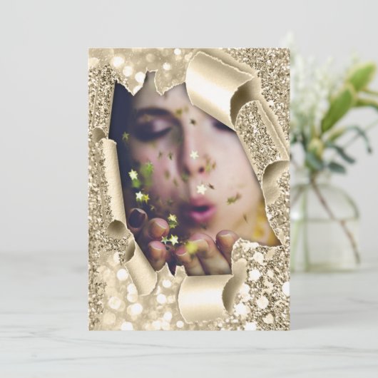 Invitation Douce 16e Fête des mariées 3D Parties scintillant  (Debout devant)