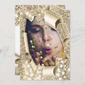 Invitation Douce 16e Fête des mariées 3D Parties scintillant  (Devant / Derrière)