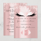 Invitation Douce 16e gouttes rose Quinceanera Party Princesse (Devant / Derrière)