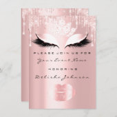 Invitation Douce 16e gouttes rose Quinceanera Rose Princesse (Devant / Derrière)