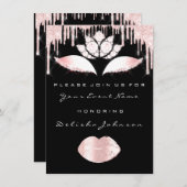 Invitation Douce 16e gouttes rose Quinceanera Royal Princess (Devant / Derrière)