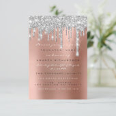 Invitation Douce 16e Parties scintillant  Mariage argent nupt (Debout devant)