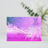 Invitation Douce 16e Parties scintillant rose Fuchsia robe d' (Debout devant)