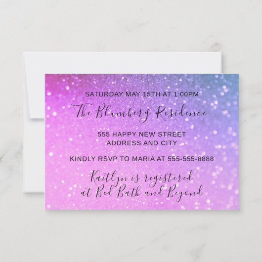 Invitation Douce 16e Parties scintillant rose Fuchsia robe d' (Dos)