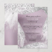 Invitation Douce 16e robe de diamant nuptiale Eggplant Argent (Devant / Derrière)