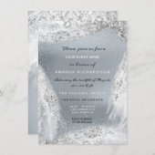 Invitation Douce 16e robe de diamant nuptiale gris argent (Devant / Derrière)