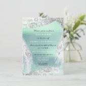 Invitation Douce 16e robe de diamant nuptiale gris Mint d'arg (Debout devant)