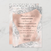 Invitation Douce 16e robe de diamant nuptiale gris Rose d'arg (Devant / Derrière)