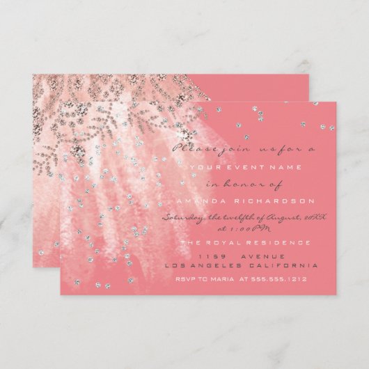 Invitation Douce 16e robe nuptiale Rose doré gris rose (Devant / Derrière)