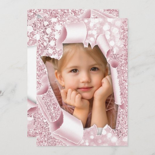 Invitation Douce 16ème 1ème 3ème 4ème parties scintillant ros (Devant / Derrière)