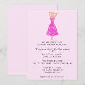 Invitation Douce 16ème Fête des mariées Robe rose étincelle (Devant / Derrière)