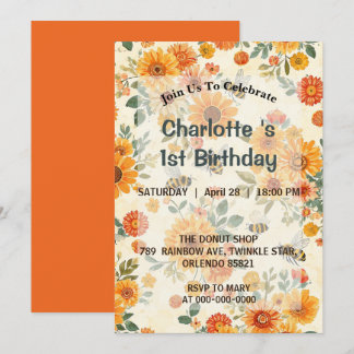 Invitation Douce abeille Bumble Fleur Sauvage Printemps Anniv