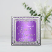 Invitation Douce Anniversaire 16 Ans Fille Adolescente Violet (Debout devant)