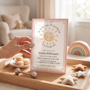 Invitation Douce Anniversaire Arc-en-ciel Pastel Sunshine Deu