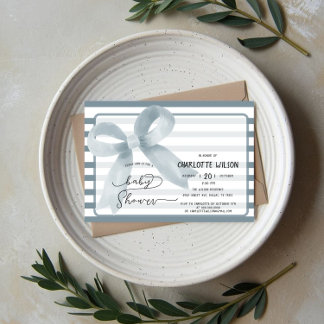 Invitation Douce aquarelle bleu poussiéreux Baby Shower