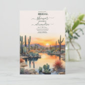 Invitation Douce Aquarelle Cactus Fête de Mariage Paysage du (Debout devant)