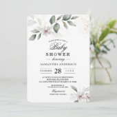 Invitation Douce aquarelle de verdure feuille et fleur | Or (Debout devant)