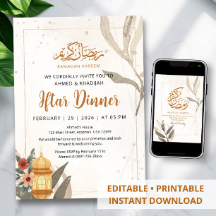 Invitation douce aquarelle florale pour Iftar & La