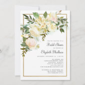 Invitation Douce aquarelle florale rustique pour une douche d (Devant)