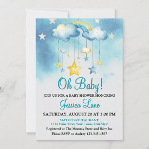 Invitation Douce Arc-en-ciel et Étoiles Garçon Baby Shower