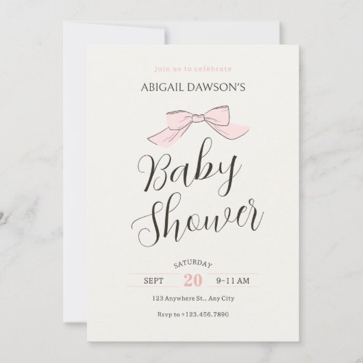 Invitation Douce arche de bébé rose (Devant)