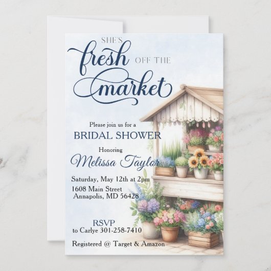 Invitation Douce arrivée sur le marché douche de mariée (Devant)
