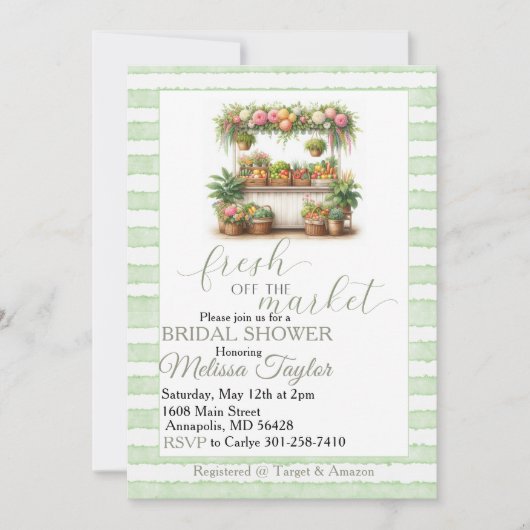 Invitation Douce arrivée sur le marché Shower de mariage (Devant)