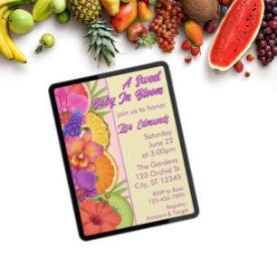 Invitation Douce Baby en fleurs, fleurs et fruits baby shower