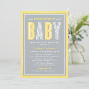 Invitation Douce Baby Jaune Gris Gras Type Baby Shower