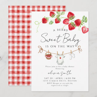 Invitation Douce Baby Shower à la Fraise