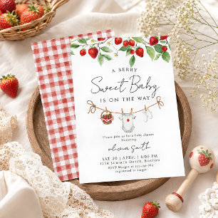 Invitation Douce Baby Shower à la Fraise