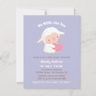 Invitation Douce Baby Shower Agneau Mignon qui étreint un Coe