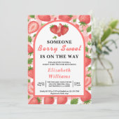 Invitation Douce Baby Shower aux Fraises (Debout devant)