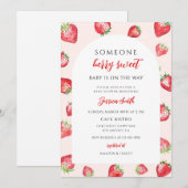 Invitation Douce Baby Shower aux Fraises (Devant / Derrière)